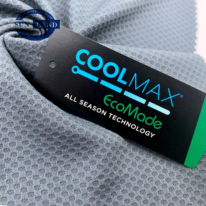 骑行服t恤球服运动面料 COOLMAX杜邦吸湿排汗防紫外提花蜂巢网眼