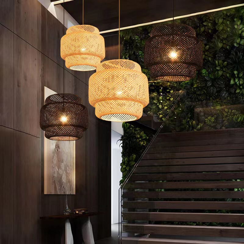 Bamboo Chandelier Chinese Zen Tea Room Lamp Southeast Asian Restaurant Hotel Homestay Style Japanese Bamboo Hot Pot Lamp