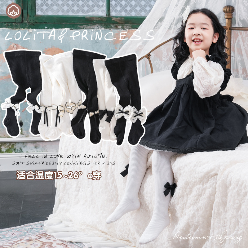 Customized Girls' Socks Summer Thin Stockings Lolita High Waist Outer Wear Princess Style Kidsren's Pantyhose Lolita Cotton