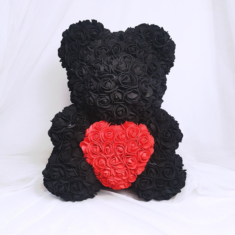 Oso de Rosas Artificiales Transfronterizo, Regalo de Cumpleaños, Regalo del Día de San Valentín Chino, Oso de Flores de PE Hecho a Mano, Producto Terminado