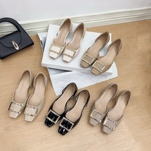 不累脚！法式方扣单鞋女2025新款浅口一脚蹬中空玛丽珍鞋