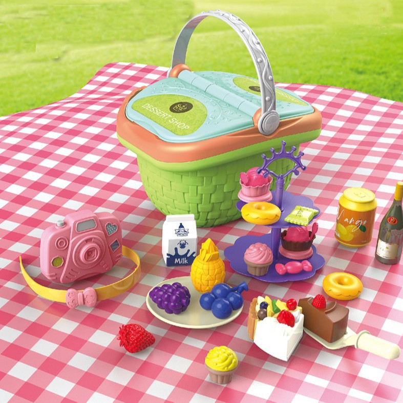 Cesta de picnic de simulación para niños, plástico, almacenamiento portátil image 3