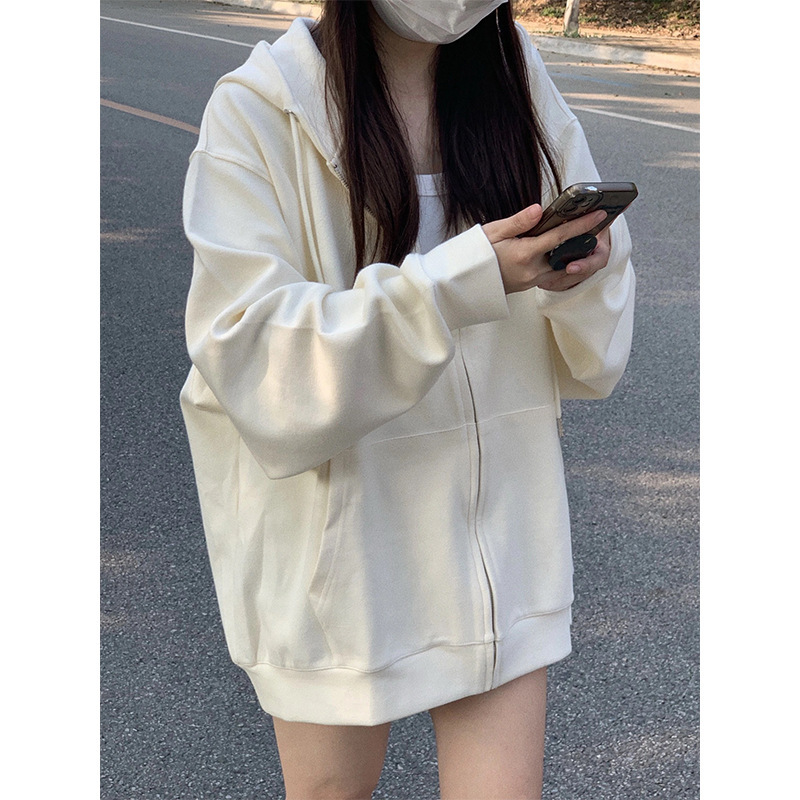 灰色连帽卫衣外套女秋冬2025新款韩系早秋季宽松拉链开衫薄款上衣|undefined