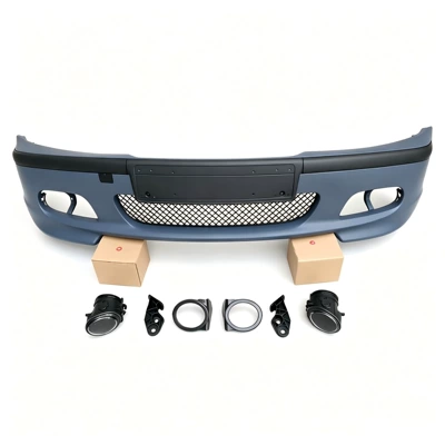 Suitable for BMW 3 Series E46 1998-2004, modified to M3MT, front bumper, side skirts, rear bumper, single or quad exhaust kit (Big Surrounded) - the-mt-front-bumper-includes-fog-lights
