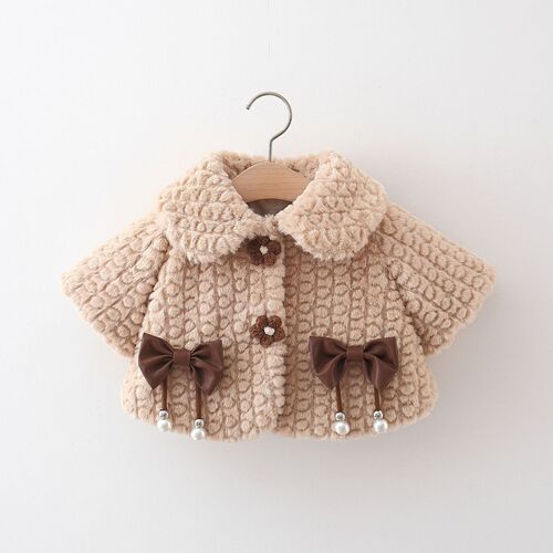 Baby cape for autumn and winter going out with velvet to keep warm for baby girl coat princess clothes cute windproof shawl