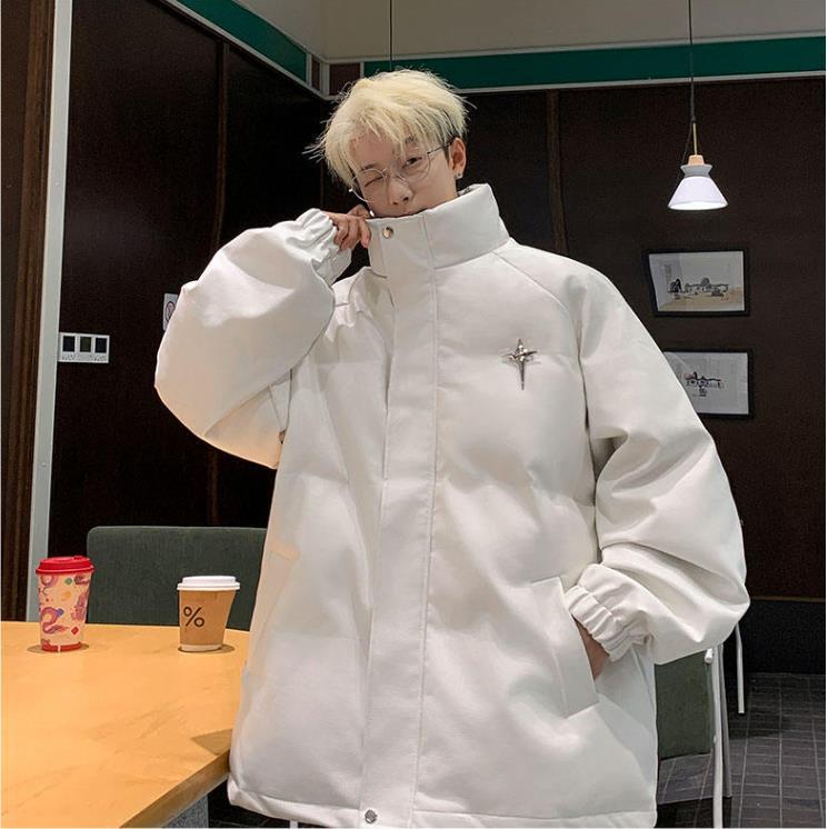 Winter New Pu Leather Crocodile Pattern down Cotton Outwear Stand Collar Leather Jacket Casual Fashion Trendy Men and Women Drop Shipping