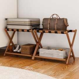 跨境木制多层置物收纳架酒店民宿行李箱整理架可折叠收纳架