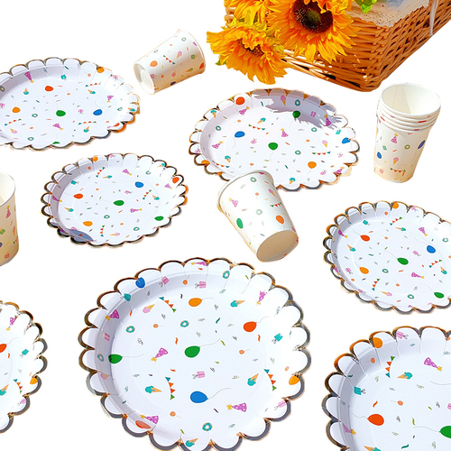 Wholesale disposable picnic plates, children's party tableware, dessert stand decorations, white plates, birthday party cake