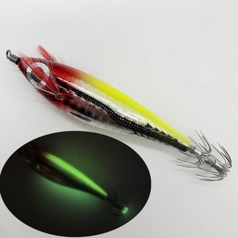 Señuelo de Calamar de Madera 6g 8cm Luminoso para Pesca image 25