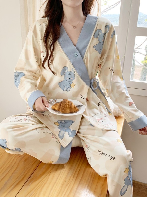 月子服春秋産後3-9月妊婦パジャマ夏の薄いタイプの入院授乳産婦授乳家庭服|undefined