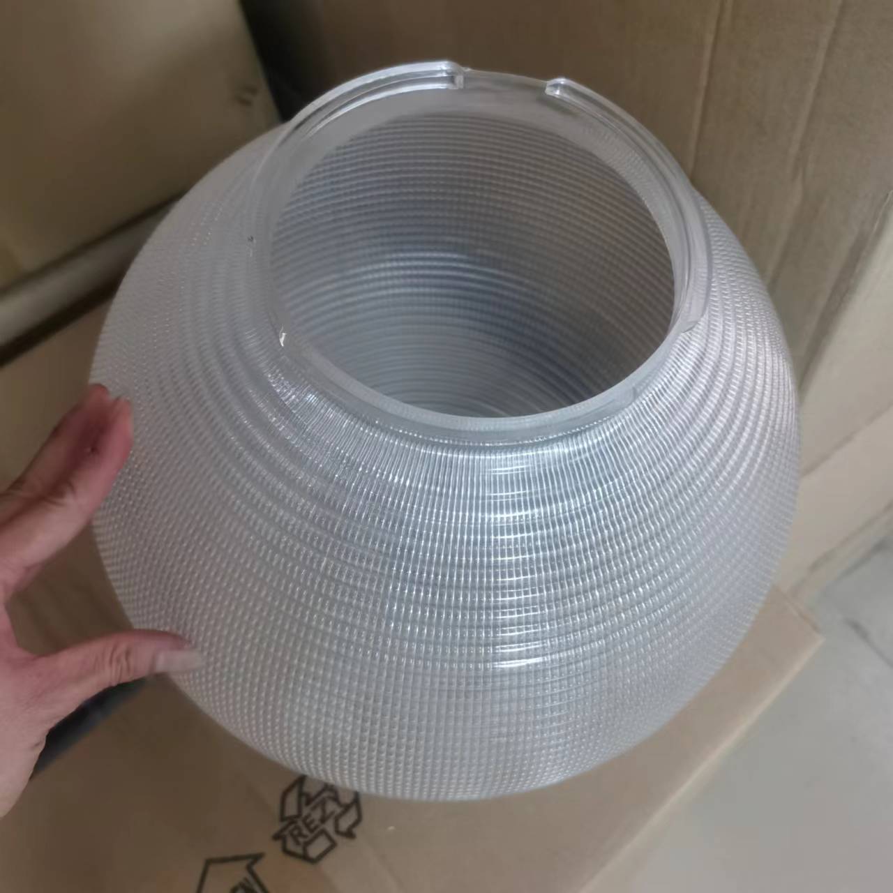 투명한 리브 볼 그늘 아크릴 줄무늬 크리스탈 구형 야외 플라스틱 그늘