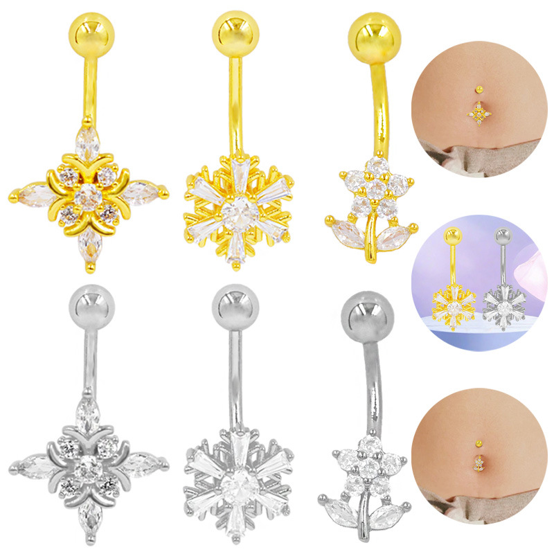 Zierliches Blumen Bauchnabelpiercing Für Damen Elegantes Design_voghion.com