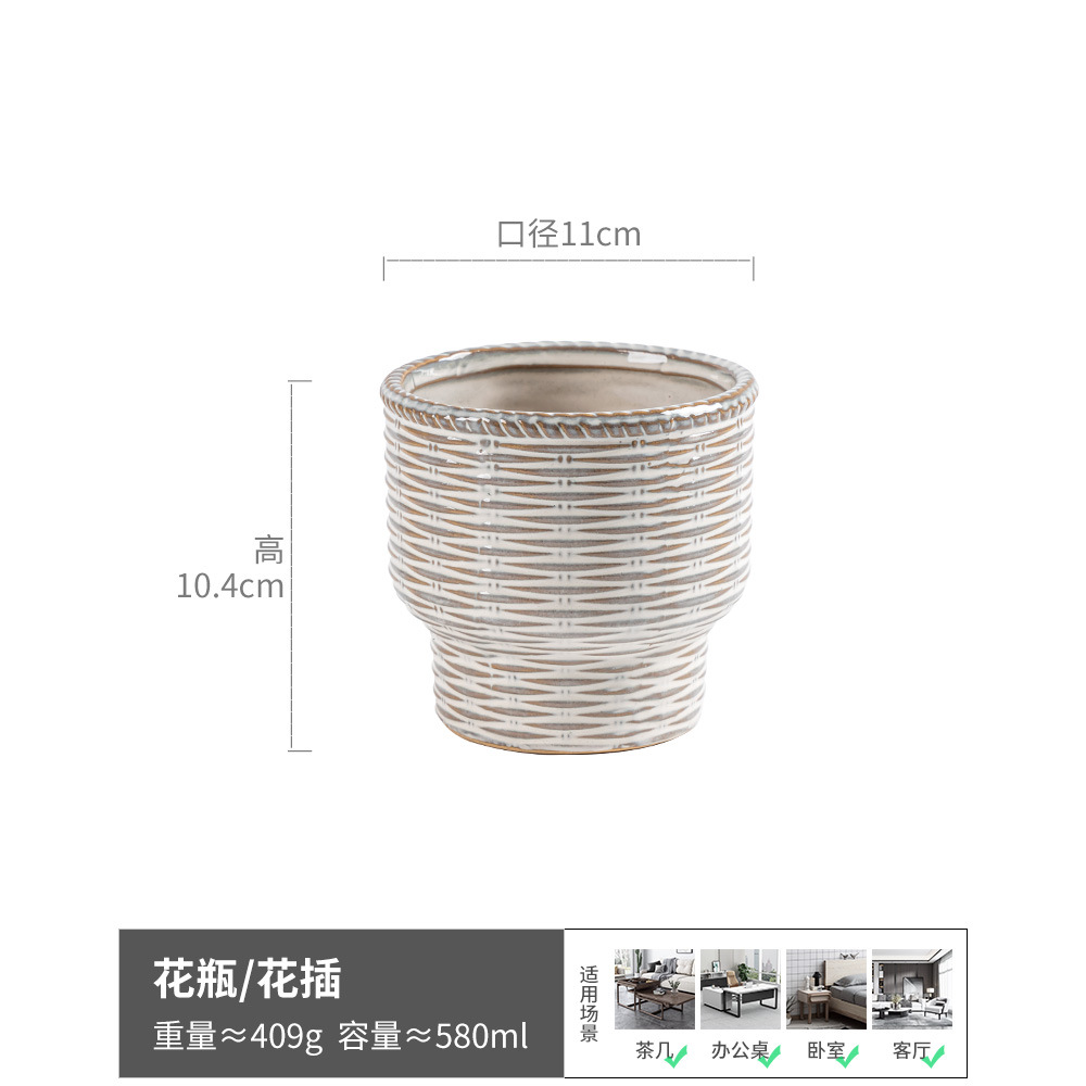 Cerámica retro floral verde floral decoración artística floral maceta de carne recipiente de decoración del hogar al por mayor