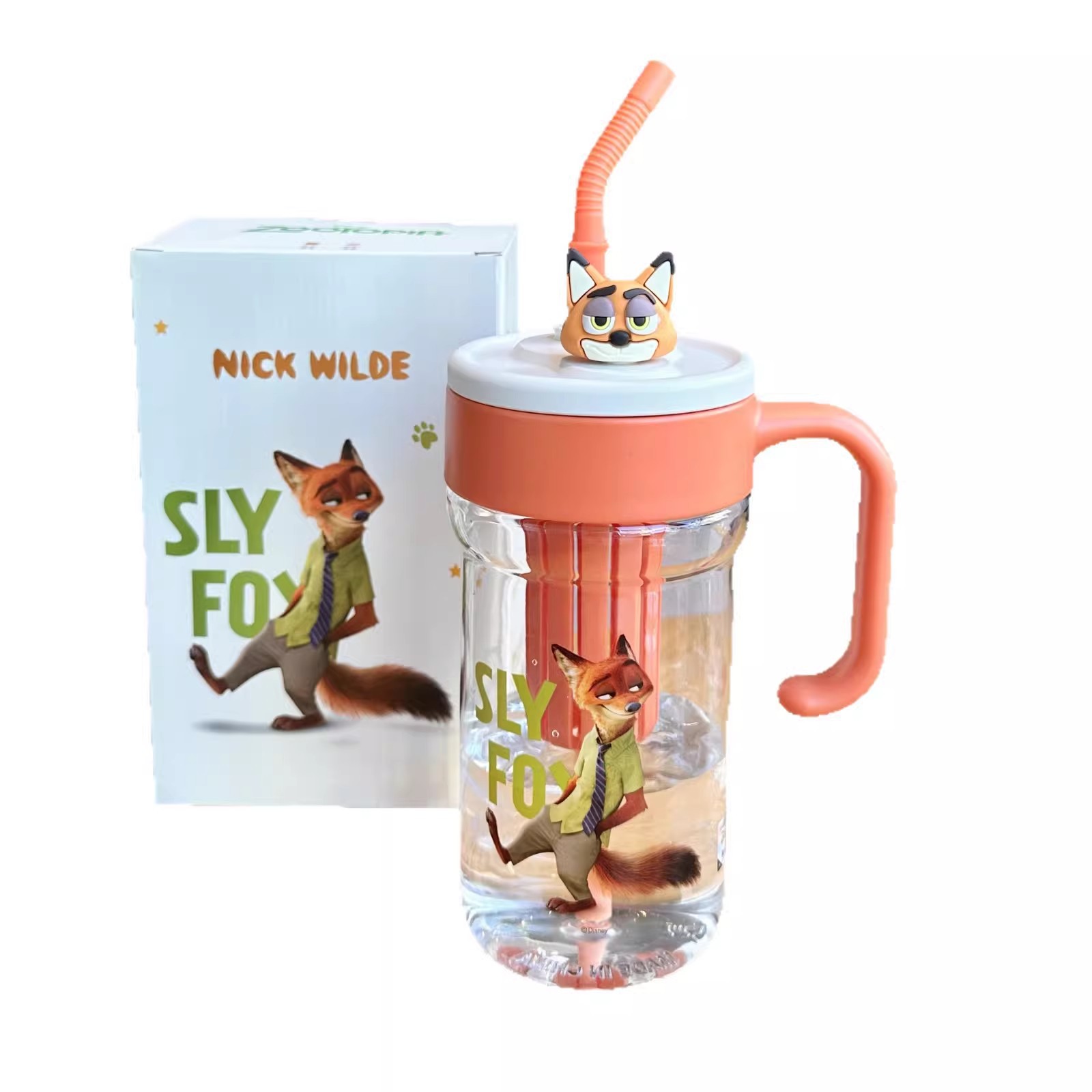Mad Animal City Taza de agua de plástico para niños, taza de paja para estudiantes, taza de agua de verano para bebidas dobles