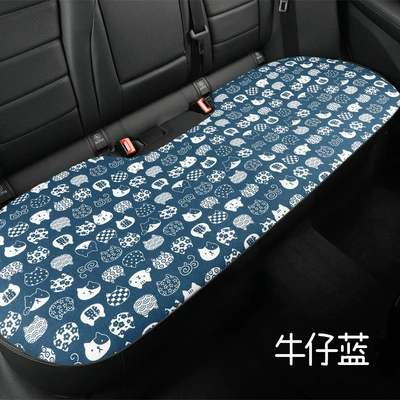 New Breathable Fabric Cartoon Casual | Four Seasons Pad - denim-blue-back-three-seat-long-pad-universal