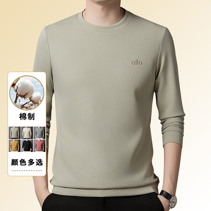 Heavyweight cotton crew neck sweatshirt for men, spring and autumn casual long-sleeve t-shirt, men's base shirt, top, men's clothing Heavyweight cotton crew neck sweatshirt for men, spring and autumn casual long-sleeve t-shirt, men's base shirt, top, men's clothing