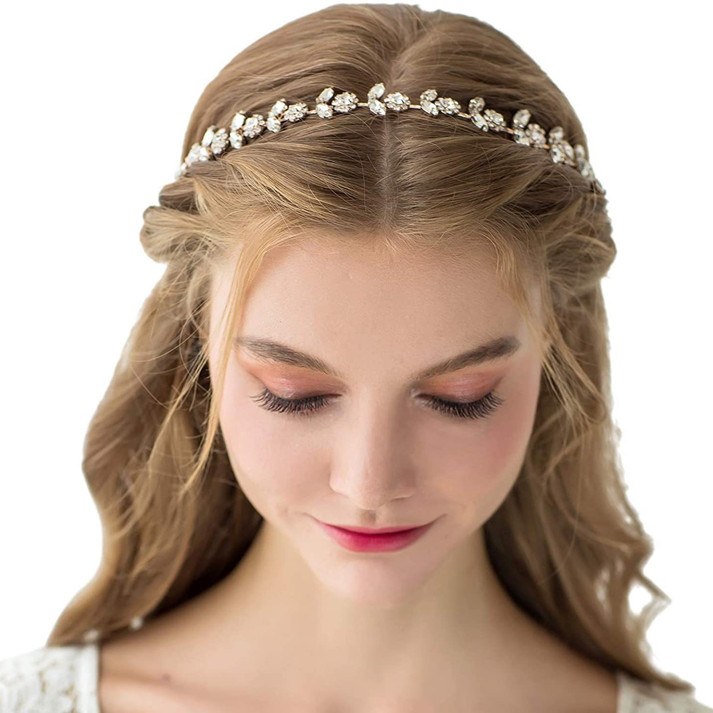 Transfronteriza Amazon popular nupcial tocado rhinestone pelo cuerda banda de pelo accesorios para el cabello de la boda joyería hecha a mano banda de pelo de Europa y América