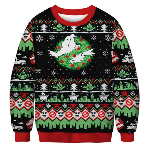 Christmas series printed sweatshirt set, crew neck long sleeve sweatshirt for men and women, couple style, AliExpress