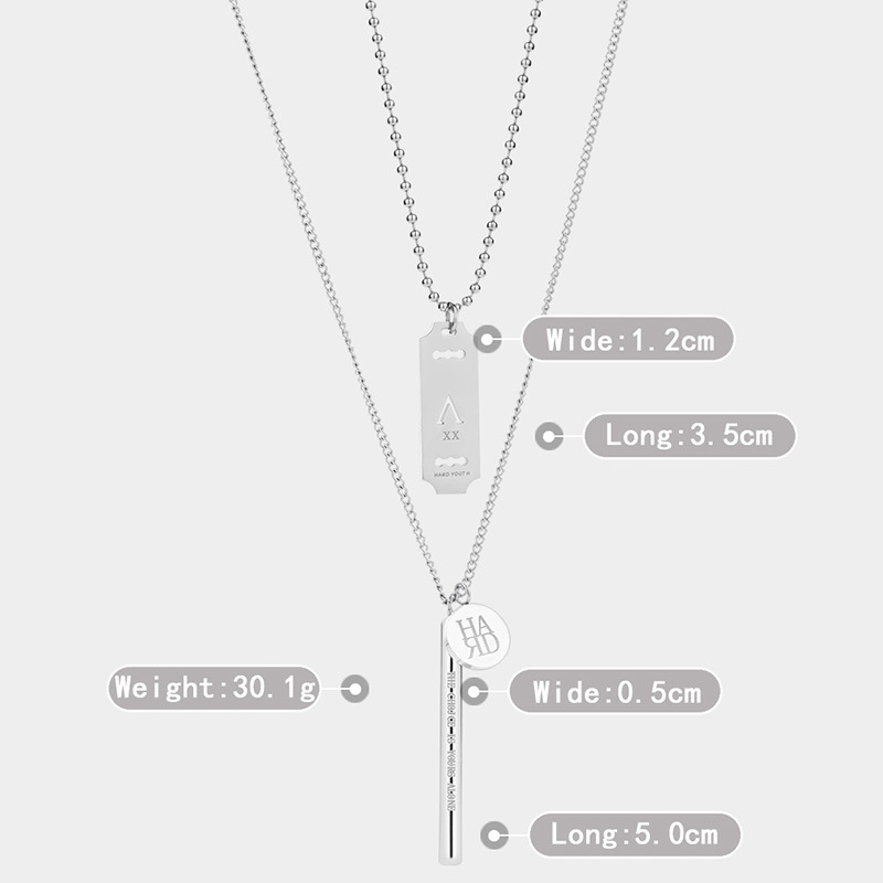 الأزياء إلكتروني مربع العلامة التجارية علامة قلادة الجملة الفولاذ المقاوم للصدأ هندسية قلادة للجنسين display picture 1