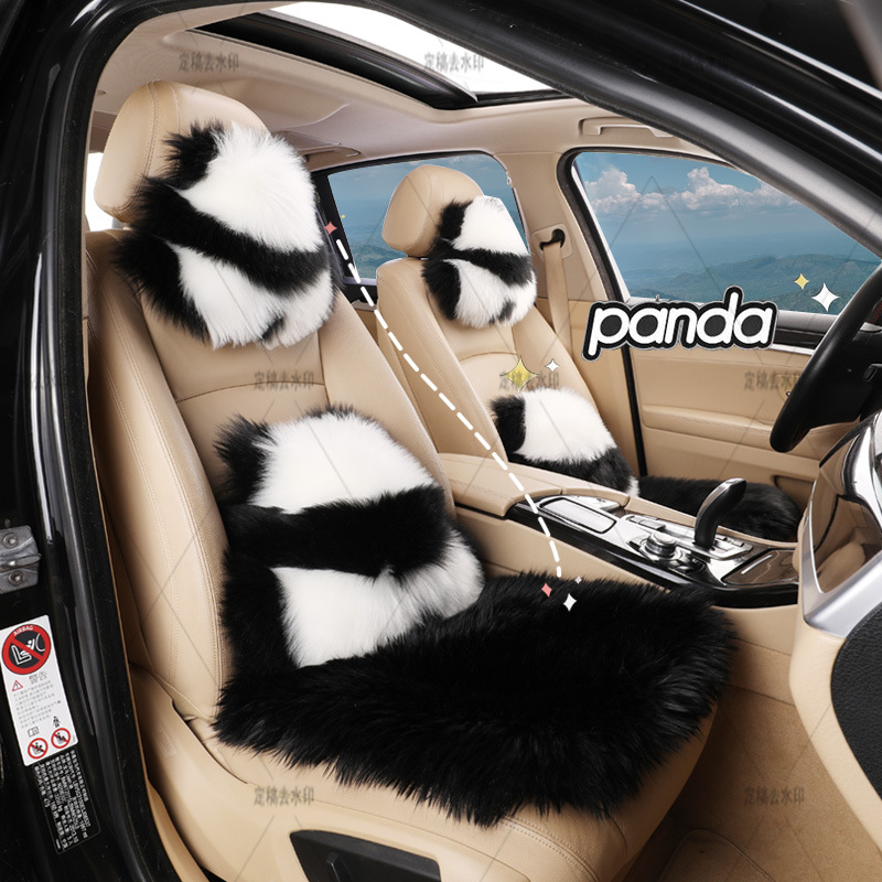 Cross-Border Imitation Long-Haired Wool Panda Pillow Car Plush Cushion Chair Cushion Internet Celebrity Angry Cute Bear