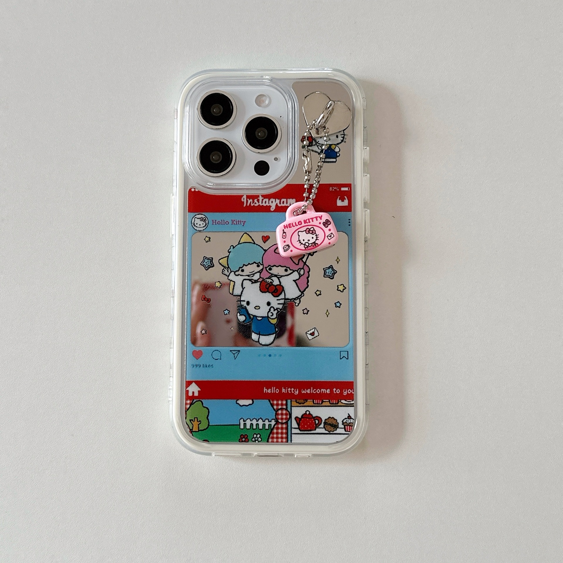 Dibujos animados lindo espejo KT gato para Apple 16proMax funda para teléfono móvil 15Pro chica 14/13 colgante 15PM