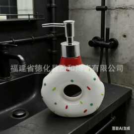 出口定制陶瓷乳液分装瓶洗浴瓶洗手液沐浴瓶蛋糕设计带泵头乳液瓶