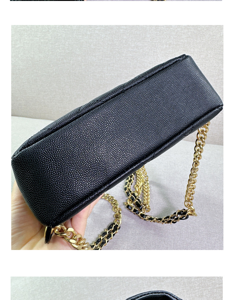 2024 New High-end Leather Small Aroma Caviar Diamond Chain Backpack, Elegant Commuter Style_voghion.com