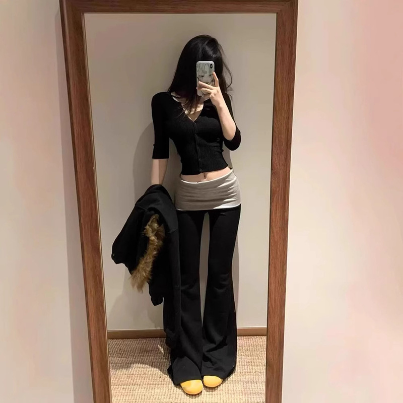 Hot Girl Flanging Low Waist Trousers for Children Hot Summer Thin American Style High Street Casual Wide Leg Trousers for Children