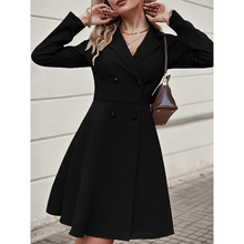 T 24318 Double-breasted long-sleeve dress coat ˫�ſ۳���ȹ