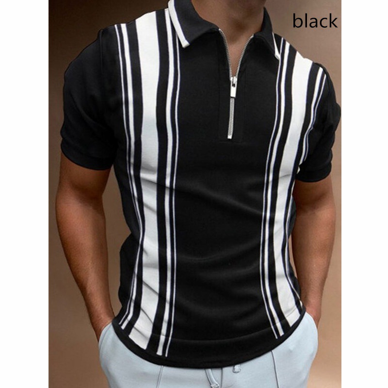 Camiseta Polo de Manga Corta con Cierre y Estampado 3D Informal para Hombre, Nueva Colección de Primavera para Exportación