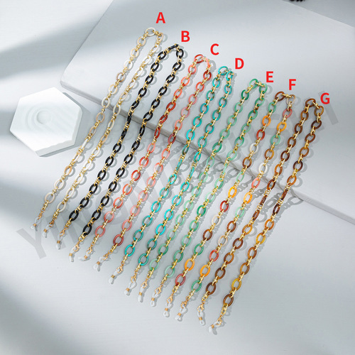 Ins Bohemian style multi-color acrylic eyeglass chain necklace eyeglass cord wholesaler
