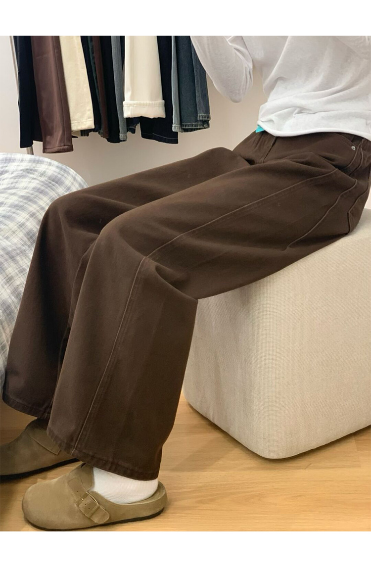 Women's Clothing Brown Maillard High-Waisted Wide Leg Jeans Curved Slimming Straight Leg Pants Loose Fit For Women Spring_ecoleips.com