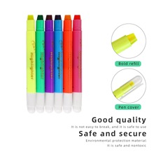 韩版可削6色果冻荧光笔固体荧光笔圣经荧光笔不渗透标注记号重点
