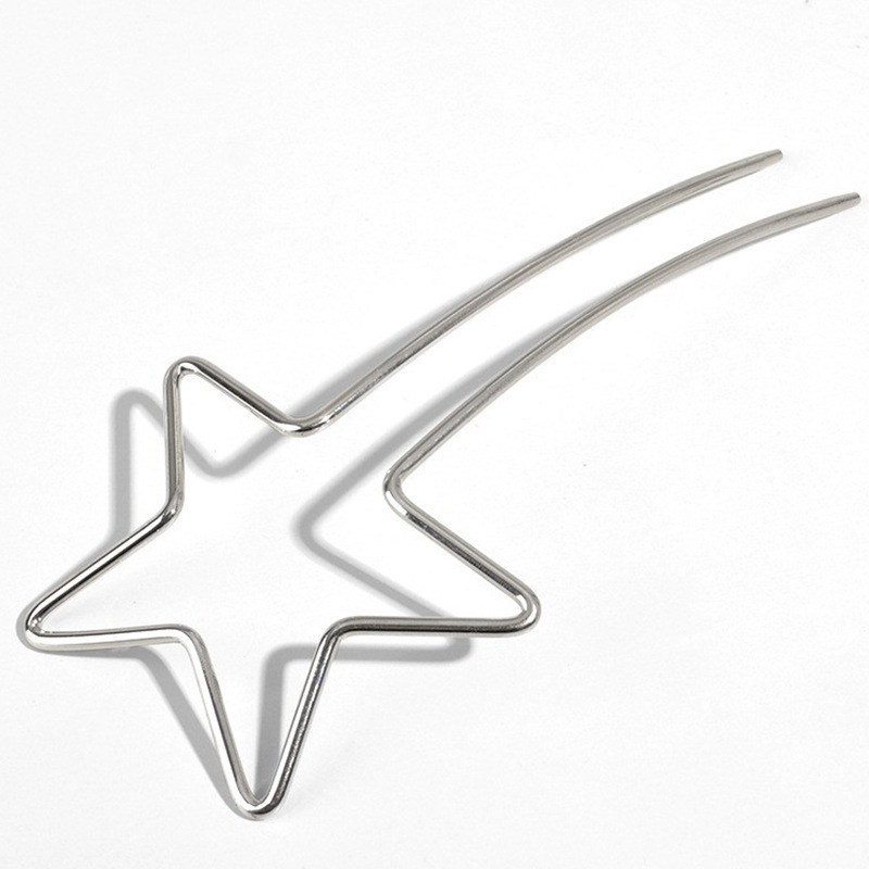 New Metal Hairpin Five-pointed Star Love Headdress Fashion Simple Hairpin Plate Hairpin Hair Accessories Behind The Head display picture 4