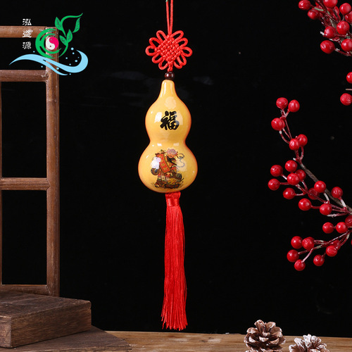 彩绘葫芦工艺品葫芦摆件中国结葫芦流苏家居饰品挂件