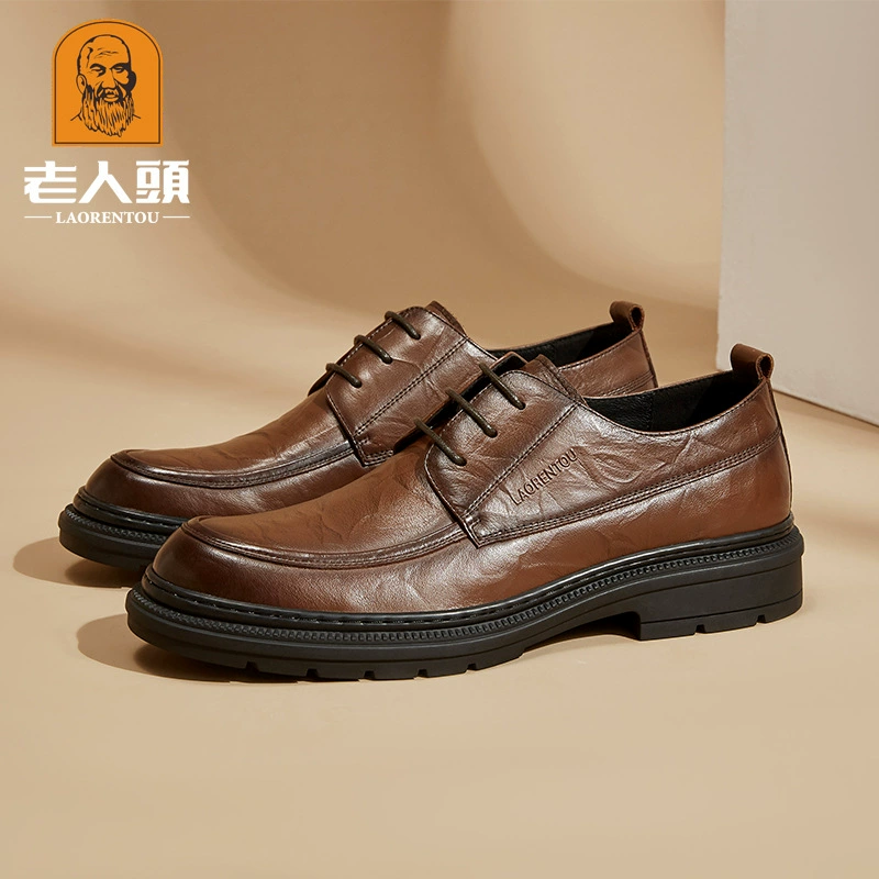 Обувь пожилой головы кожаная мужская кожаная дышащая бизнес-одежда мужская повседневная черная британская свадебная обувь жениха 88110