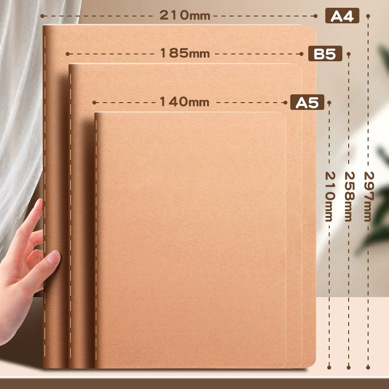 Leather Notebook for Elementary Students, Ruled Lines, A5–A4 Sizes, 30–120 Pages
