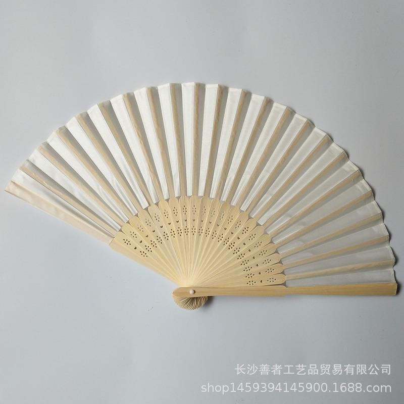 素面婚礼丝扇21CM婚礼布扇绢扇婚礼回礼扇DIY折扇丝印雕刻金色|undefined