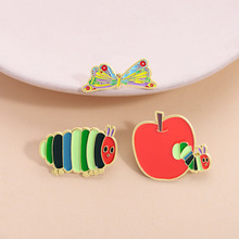 植物食物胸针苹果毛毛虫可爱金属徽章服装配饰领针精致礼品批发