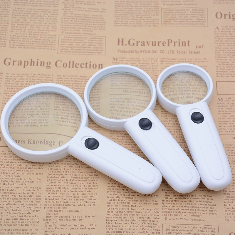 Заводская Светодиодная лампа Jinghui, ручная увеличительное стекло для чтения для пожилых людей, восклицательный знак, стеклянная линза 6B-2/3/4/5