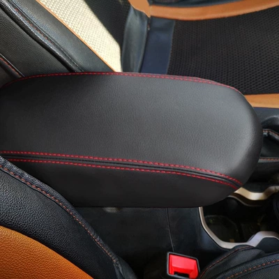 Armrest box pad console armrest box cover, Jeep - free-hero-black-skin-red-line