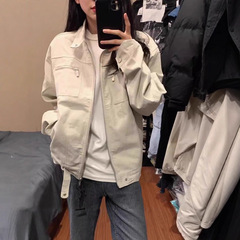 美式立领开春外套女春秋跨境新款复古潮牌短款工装夹克棒球服春季