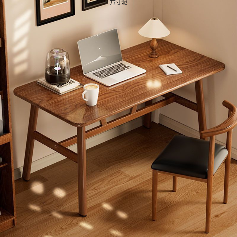 Walnut-Colored Rectangular Dining Table, Home Computer Desk, Study Writing Desk, Small Apartment Dining Table and Chair Set
