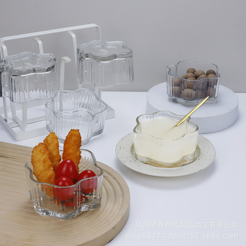 가벼운 고급 꽃 꽃잎 그릇 과일 디저트 식품 학년 샐러드 그릇 높은 색상 연기 재 앰버 아침 식사 귀리 우유 컵