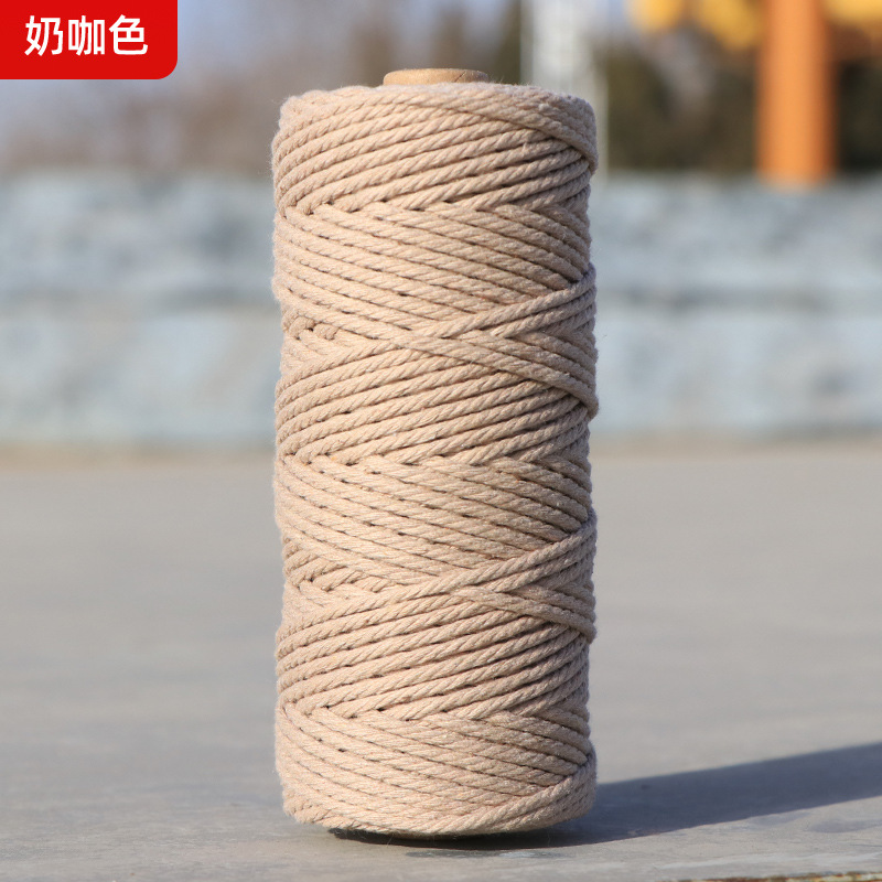 Cuerdas de algodón de color transfronterizas tejidas de algodón 2mm3mm4mm cuerdas de algodón hechas a mano cuerdas decorativas DIY cuerdas de algodón de color colgantes