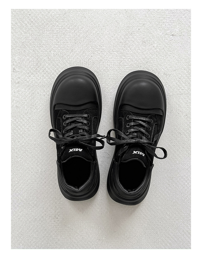 Chaussures décontractées polyvalentes à plateforme, style moche et mignon, basses, style skate, noires, à bout rond, en toile, pour hommes_voghion.com