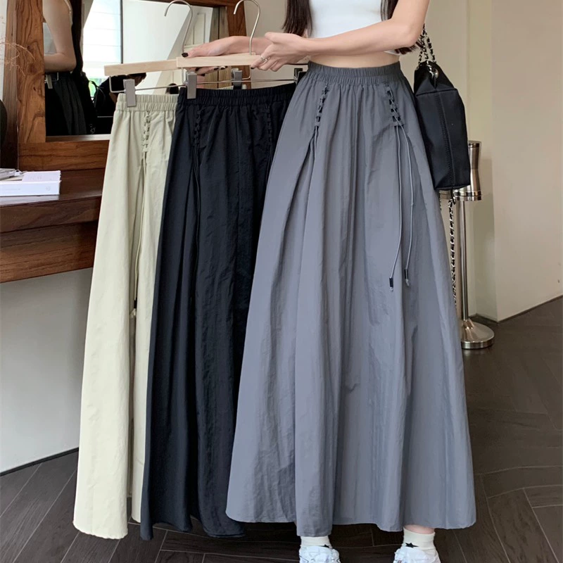 Дизайн дрожащая юбка Юбка Юбка Женское лето большой размер толстый мм грушевидное тело рыхлое тонкое с высокой талией