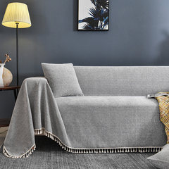 Nordic Pure Color Chenille Sofa Towel Thickened Full Cover Fabric Full Cover All Seasons Available Dust-proof Tassel Cover Cushion 