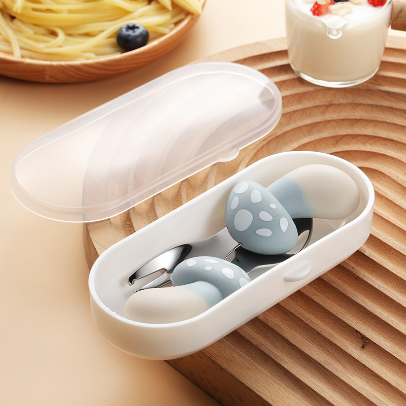 푸른 버섯★포크와 스푼 세트 [투명박스 포장]