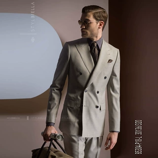 定制加工春秋款男士西装套装羊呢羊毛半麻衬商务职业修身西服套装